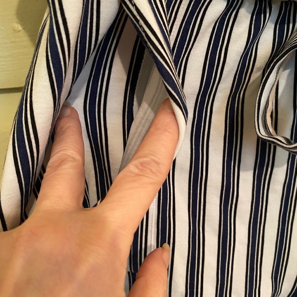 Express Blue & White Nautical Striped Paper Bag Shorts Oversized with Pockets - Picture 7 of 7